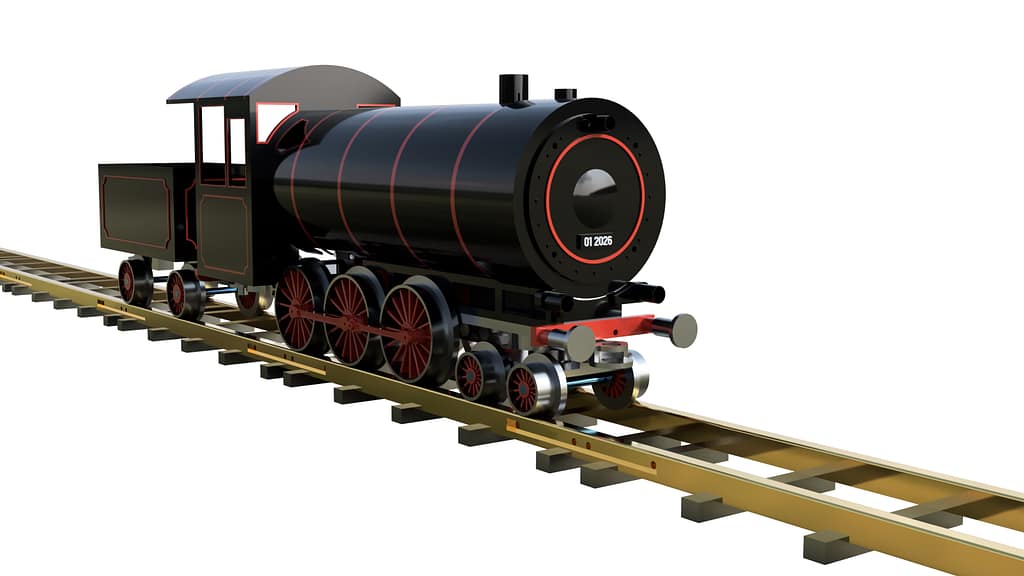 Rendered Image of Locomotive on rails