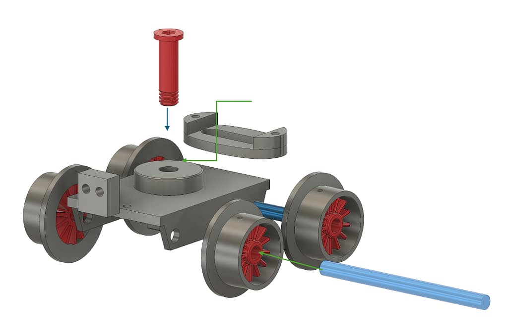 Rendered Image of pivoted bogie
