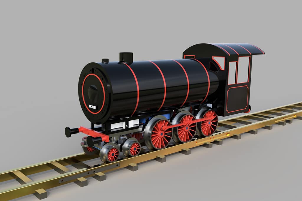 Rendered Image of Locomotive on rails